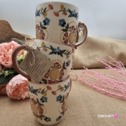 Kubek ceramiczny Bell dekoracja Wdzydzka kaszubska ceramika ręcznie zdobiona Arbata kubek wdzydzki wzór kaszubski rękodzieło metoda stempelka