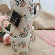 Kubek ceramiczny Bell dekoracja Róże kaszubska ceramika ręcznie zdobiona Arbata kubek róże wzór kaszubski rękodzieło metoda stempelka róże na kubku