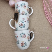 Kubek ceramiczny Bell dekoracja Róże kaszubska ceramika ręcznie zdobiona Arbata kubek róże wzór kaszubski rękodzieło metoda stempelka róże na kubku