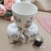 Kubek ceramiczny Bell dekoracja Róże kaszubska ceramika ręcznie zdobiona Arbata kubek róże wzór kaszubski rękodzieło metoda stempelka róże na kubku