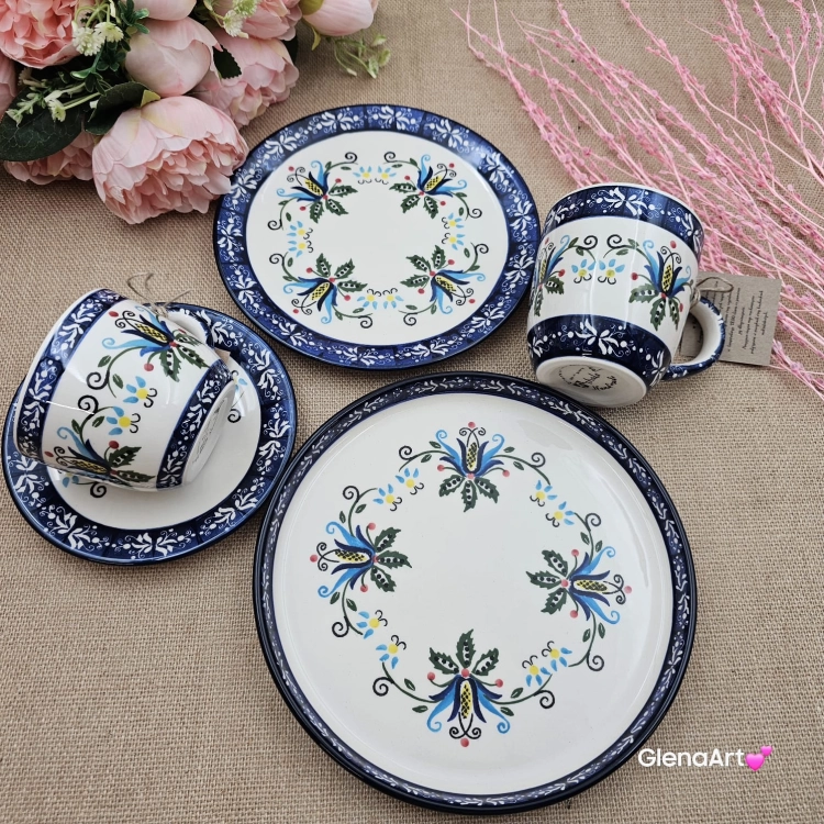 Talerz ceramiczny kaszubski obiadowy Ola KASZUBEK kaszubska ceramika ręcznie zdobiona Arbata