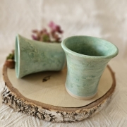 Szklanka ceramiczna zielona duże espresso kubek espresso rękodzieło ręcznie toczone