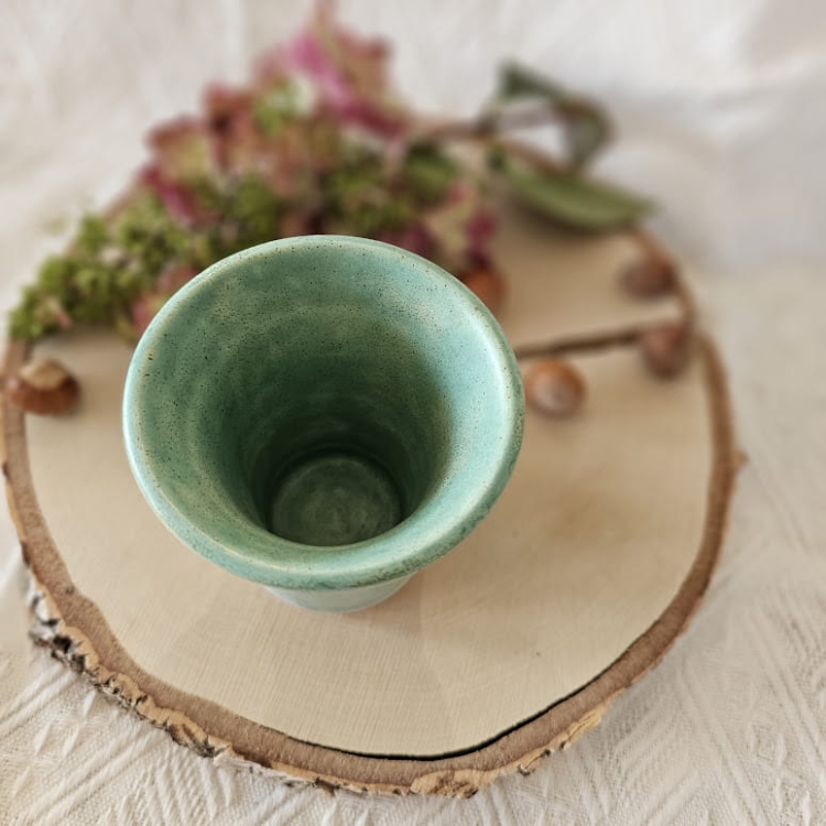 Szklanka ceramiczna zielona duże espresso kubek espresso rękodzieło ręcznie toczone