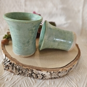 Szklanka ceramiczna zielona duże espresso kubek espresso rękodzieło ręcznie toczone