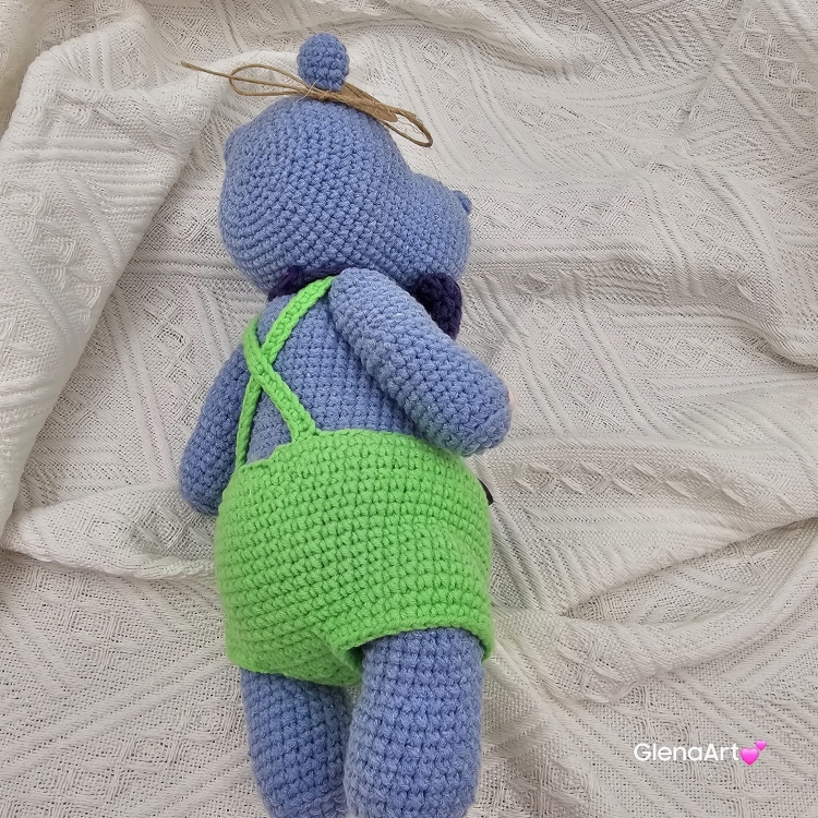 Hipopotam na szydełku hipcio fioletowy wykonany na szydełku rękodzieło hipcio na szydełku maskotka hipcio