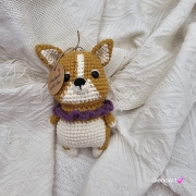 Pies Corgi na szydełku zawieszka brelok na szydełku rękodzieło maskotka do zaczepienia wykonane na szydełku piesek Corgi