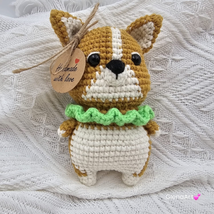Pies Corgi na szydełku zawieszka brelok na szydełku rękodzieło maskotka do zaczepienia wykonane na szydełku piesek Corgi