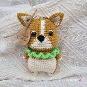Pies Corgi na szydełku zawieszka brelok na szydełku rękodzieło maskotka do zaczepienia wykonane na szydełku piesek Corgi