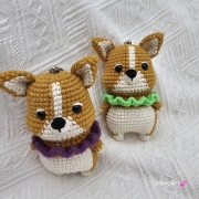 Pies Corgi na szydełku zawieszka brelok na szydełku rękodzieło maskotka do zaczepienia wykonane na szydełku piesek Corgi