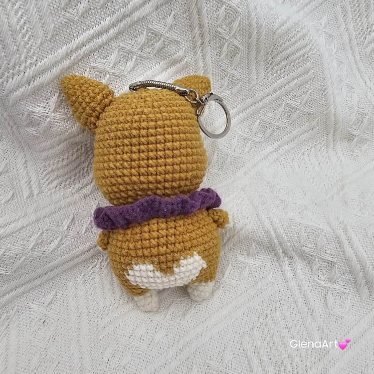 Pies Corgi na szydełku zawieszka brelok na szydełku rękodzieło maskotka do zaczepienia wykonane na szydełku piesek Corgi