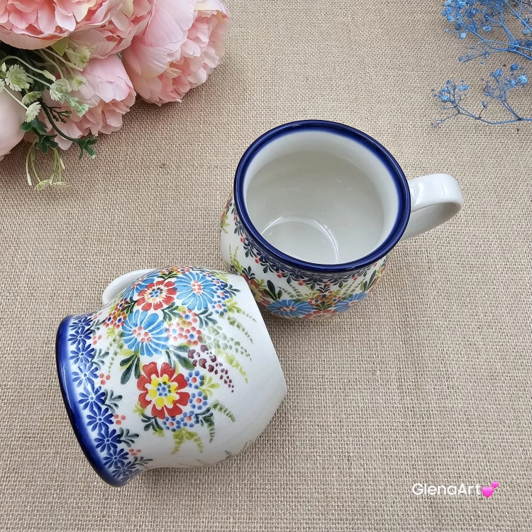 Kubek ceramiczny ręcznie malowany Bell Kolekcja FOLK Tułowice 350 ml piękny kubek ze zdobieniem