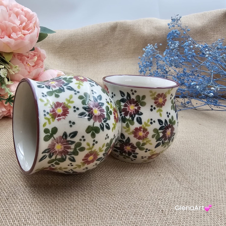 Kubek ceramiczny ręcznie malowany Bell Kolekcja VELVET Tułowice 350 ml piękny kubek ze zdobieniem ręcznie malowany motyw kwiatowy kubek kwiaty