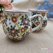 Kubek ceramiczny ręcznie malowany Bell Kolekcja VELVET Tułowice 350 ml piękny kubek ze zdobieniem ręcznie malowany motyw kwiatowy kubek kwiaty