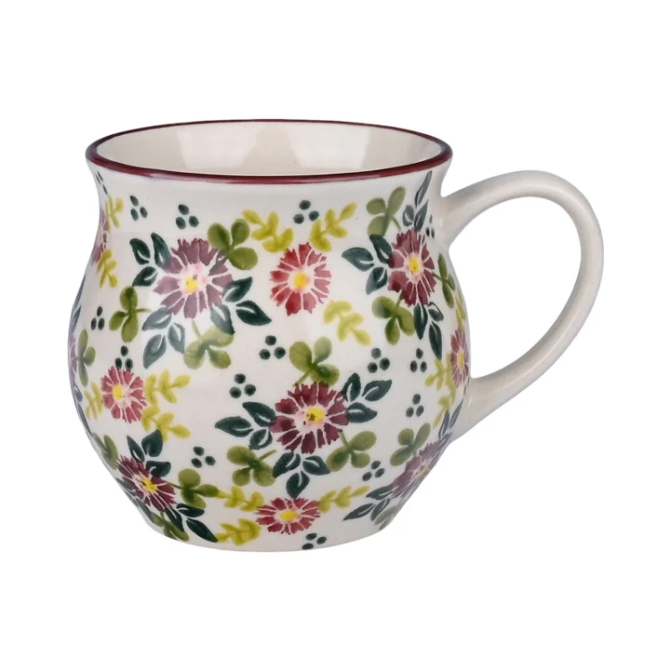 Kubek ceramiczny ręcznie malowany Bell Kolekcja VELVET Tułowice 350 ml piękny kubek ze zdobieniem ręcznie malowany motyw kwiatowy kubek kwiaty