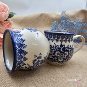 Kubek ceramiczny ręcznie malowany Bell Kolekcja CLASSIC KOBALT Tułowice 350 ml piękny kubek ze zdobieniem ręcznie malowany motyw kwiatowy kubek kobaltowy klasyk