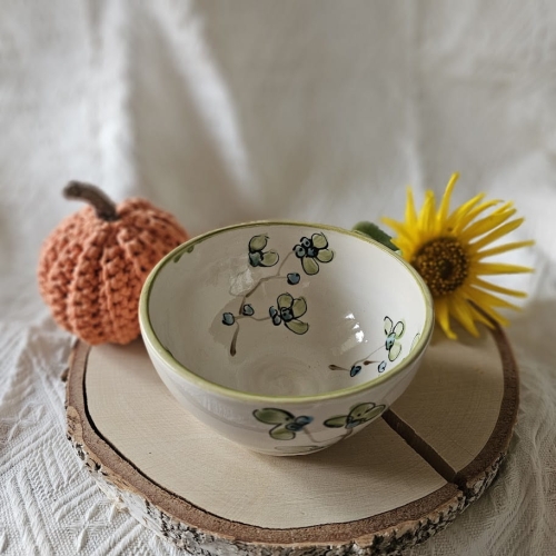 Miska ceramiczna niebieskie kwiatki mała rękodzieło ręcznie toczona