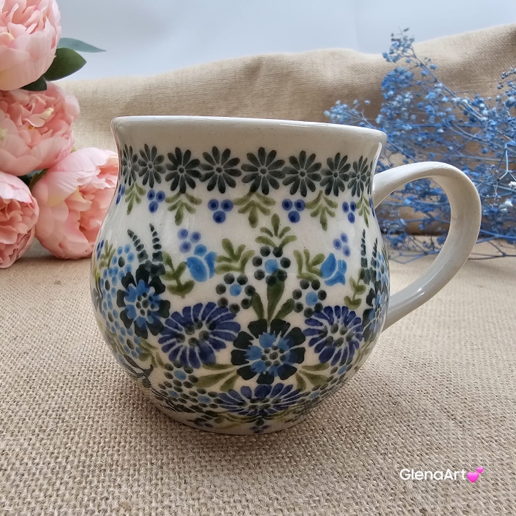 Kubek ceramiczny ręcznie malowany Bell Kolekcja FINEZJA Tułowice 350 ml piękny kubek ze zdobieniem ręcznie malowany motyw kwiatowy kubek