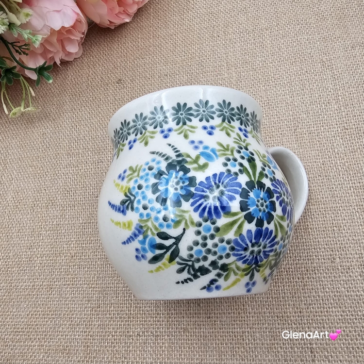 Kubek ceramiczny ręcznie malowany Bell Kolekcja FINEZJA Tułowice 350 ml piękny kubek ze zdobieniem ręcznie malowany motyw kwiatowy kubek
