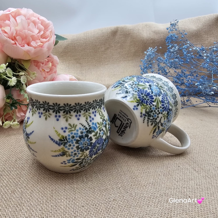 Kubek ceramiczny ręcznie malowany Bell Kolekcja FINEZJA Tułowice 350 ml piękny kubek ze zdobieniem ręcznie malowany motyw kwiatowy kubek