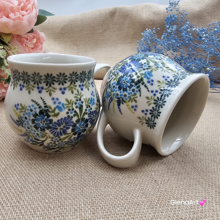 Kubek ceramiczny ręcznie malowany Bell Kolekcja FINEZJA Tułowice 350 ml piękny kubek ze zdobieniem ręcznie malowany motyw kwiatowy kubek