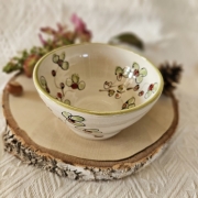 Miska ceramiczna kwiatki czerwone mała rękodzieło toczona na kole