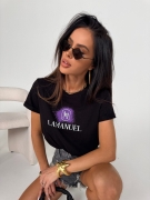 T-shirt LA MANUEL DRIP czarny - ONE SIZE Bawełna 100% LAMANUEL z fioletowym logo koszulka