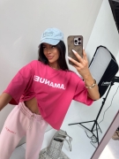 T-shirt LA MANUEL NOIR koral / róż ONE SIZE koszulka różowa damska over size świetny model Lamanuel