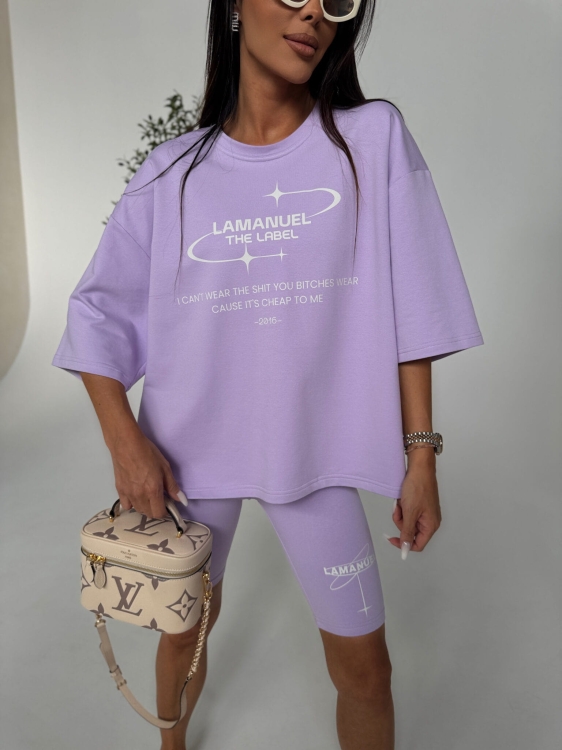 Spodenki - kolarki krótkie legginsy LA MANUEL BURST Lila kolarki fioletowe/lila z napisem krótkie legginsy Lamanuel