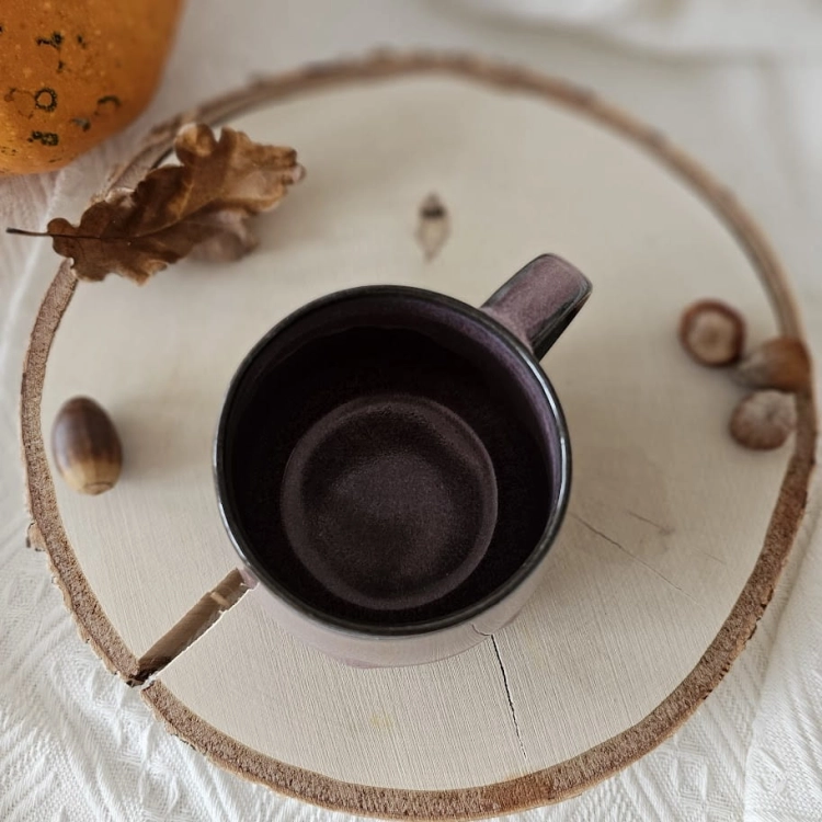 Kubek ceramiczny z uchem Beczułka ręcznie robiony 320 ml - RÓŻOWY rękodzieło kolor jasny róż