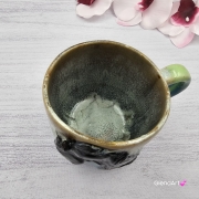 Duży kubek KOŃ ceramiczny z karym KONIEM na zewnątrz ręcznie toczony i malowany kubek czarny koń niebieski kubek z koniem