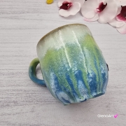 Duży kubek KOŃ ceramiczny z karym KONIEM na zewnątrz ręcznie toczony i malowany kubek czarny koń niebieski kubek z koniem