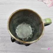 Duży kubek KOŃ ceramiczny z karym KONIEM na zewnątrz ręcznie toczony i malowany kubek czarny koń niebieski kubek z koniem