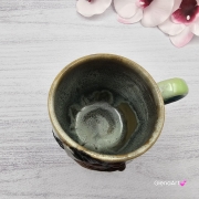 Duży kubek KOŃ ceramiczny z płaskorzeźbą gniadego KONIA na zewnątrz ręcznie toczony i malowany kubek brązowy koń niebieski kubek z koniem