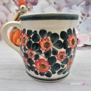 Kubek MAX ceramiczny AGATA wzór kwiatowy Fajans Włocławek 450 ml metoda stempelka kubek z motywem kwiatowym kubek w kwiatki kolorowy duży kubek max na wieczorną zimową herbatę wielki kubek ceramiczny