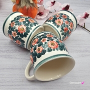 Kubek MAX ceramiczny AGATA wzór kwiatowy Fajans Włocławek 450 ml metoda stempelka kubek z motywem kwiatowym kubek w kwiatki kolorowy duży kubek max na wieczorną zimową herbatę wielki kubek ceramiczny