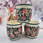 Kubek MAX ceramiczny AGATA wzór kwiatowy Fajans Włocławek 450 ml metoda stempelka kubek z motywem kwiatowym kubek w kwiatki kolorowy duży kubek max na wieczorną zimową herbatę wielki kubek ceramiczny
