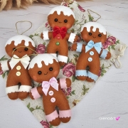 Zawieszka pierniczek świąteczna ludzik pierniczek z filcu 100 % rękodzieło bombka na choinkę z filcu ozdoba świąteczna na choinkę zawieszka piernik