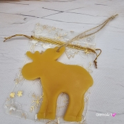 Zawieszka na choinkę z wosku pszczelego 100 % naturalna - renifer na jutowym sznurku naturalna zawieszka na choinkę renifer miodowy woskowa zawieszka renifer wosk pszczeli zawieszka naturalna