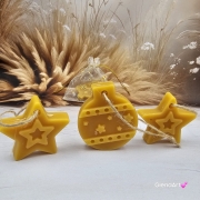 Zawieszka na choinkę motyw świąteczny z wosku pszczelego 100 % naturalna na jutowym sznurku naturalna zawieszka na choinkę miodowy woskowa zawieszka wosk pszczeli zawieszka naturalna gwiazdka bombka choinka