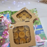 Tealight wosk pszczeli pogrzewacz z wosku pszczelego naturalna świeca z 100 % wosku pszczelego 3,5 h palenia tealight wosk pszczeli naturalny bez chemii pachnące miodkiem naturalne świeczki 9 szt. opakowanie karbowane pudełko