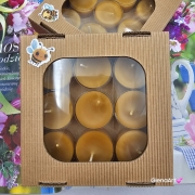 Tealight wosk pszczeli pogrzewacz z wosku pszczelego naturalna świeca z 100 % wosku pszczelego 3,5 h palenia tealight wosk pszczeli naturalny bez chemii pachnące miodkiem naturalne świeczki 9 szt. opakowanie karbowane pudełko