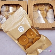 Tealighty wosk pszczeli pogrzewacz tealight z wosku pszczelego naturalna świeca z 100 % wosku pszczelego 3,5 h palenia tealight wosk pszczeli naturalny bez chemii pachnące miodkiem naturalne świeczki 6 szt. opakowanie koperta z okienkiem