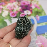 Zajączek ceramiczny figurka zielony królik zajączek ręcznie robiony Wielkanoc figurka na stół do koszyczka