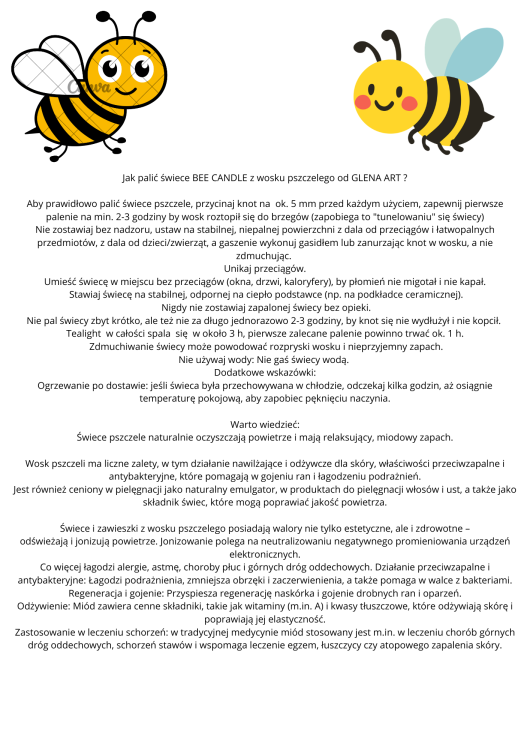 Jak palić świece BEE CANDLE z wosku pszczelego od GLENA ART