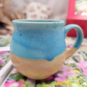 Kubek czeski turkusowy ceramiczny Glena Art beczułka turkusowa kubek turkusowy z uszkiem do kawy herbaty ulubiony kubek ceramiczny ceramika 250 ml