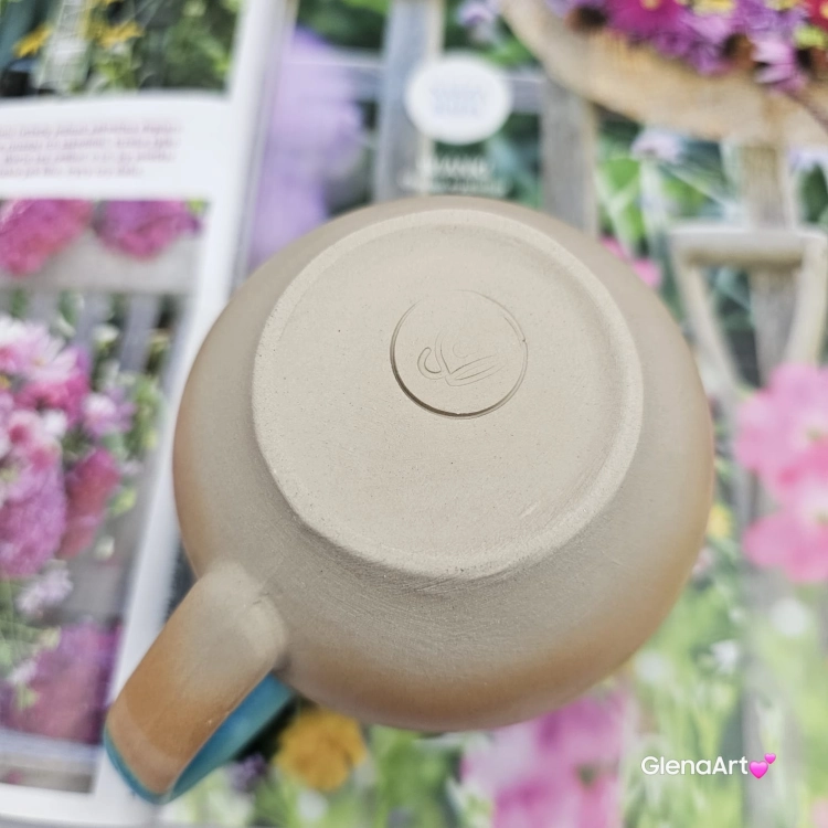 Kubek czeski turkusowy ceramiczny Glena Art beczułka turkusowa kubek turkusowy z uszkiem do kawy herbaty ulubiony kubek ceramiczny ceramika 250 ml