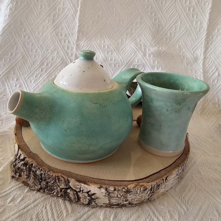 Szklanka ceramiczna zielona duże espresso kubek espresso rękodzieło ręcznie toczone