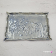 Talerzyk półmisek z górami z widokiem górskim ręcznie ulepiony w kolorze jasno niebieskim talerzyk 19x13 cm na biżuterię cukierki lub na co potrzebujesz