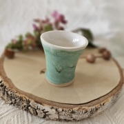 Szklanka ceramiczna zielona espresso ręcznie toczona kaszubska ceramika