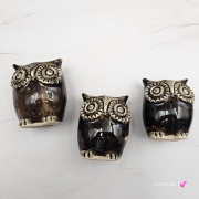 Sowa ceramiczna figurka sowy ręcznie robiona w pięknych nocnych barwach figurka na stół lub gdzie chcesz w ciemnych kolorach